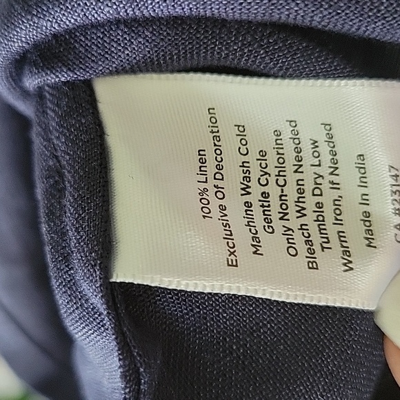 TALBOTS Small Linen Embroidered Nautical Coastal Preppy Tunic Top Navy & White - Picture 11 of 12